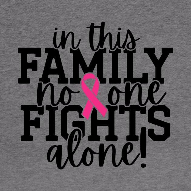 In This Family Nobody Fights Alone Breast Cancer Awareness Pink Cancer Ribbon Support by Color Me Happy 123